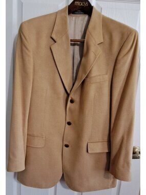 Kasper Macy's Men's Store 40R  Microfiber 3 Button Camel Colored Blazer Classic
